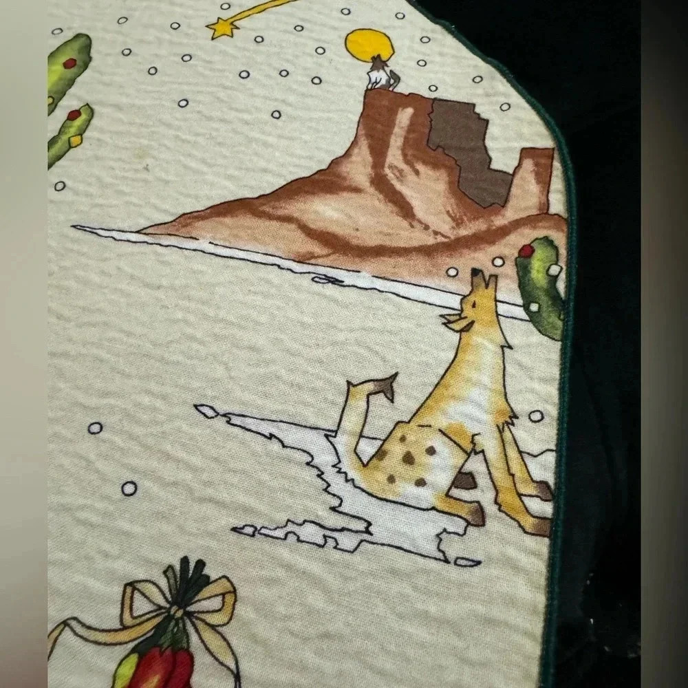 VTG Southwestern Christmas Coyote Placemats Set of 3 Native American Cactus 90s - Picture 8 of 15